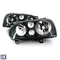 Φανάρια εμπρός για Vw Golf 3 - R32 με ανακλαστήρες ΜΚ4 design μαύρα, χωρίς λάμπες - σετ 2τμχ.