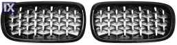 Μάσκα για BMW X5 F15 / X6 F16  (2013+) - γυαλιστερή - Diamond design χρωμίου/μαύρη - 2 τμχ.