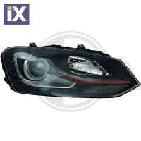 Φανάρια εμπρός για Vw Polo 6R (2009+) - GTI design μαύρα , με λάμπες (Η1) - σετ 2τμχ.