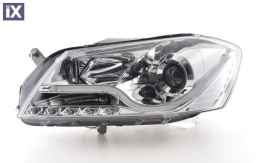 Φανάρια εμπρός led για Vw Passat B7 (2010-2014) - chrome , με λάμπες (Η1) - σετ 2τμχ.