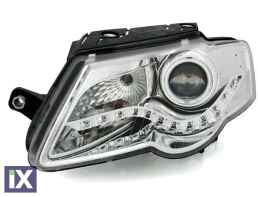 Φανάρια εμπρός led για Vw Passat 3C (2005+) - chrome , με λάμπες (Η1) - σετ 2τμχ.