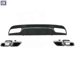 Diffuser πίσω προφυλακτήρα για Mercedes C-class W205 (2014+) - AMG look - με μπούκες