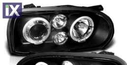 Φανάρια εμπρός angel eyes για Vw Golf ΙΙΙ - black , χωρίς λάμπες (Η7) - σετ 2τμχ.