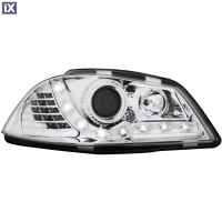 Φανάρια εμπρός led για Seat ibiza 6L (2003-2008) - chrome , με λάμπες (Η1) - σετ 2τμχ.