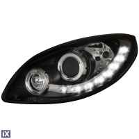 Φανάρια εμπρός led για Renault Twingo (2007+) - μαύρα , με λάμπες (Η1) - σετ 2τμχ.