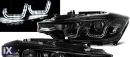 Φανάρια εμπρός led angel eyes για BMW F30 (2011+) , με λάμπες (Η7) - σετ 2τμχ.