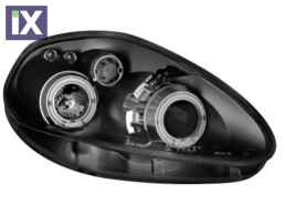 Φανάρια εμπρός angel eyes για Fiat Grande Punto (2005-2008) - μαύρα , με λάμπες (Η1) - σετ 2τμχ.