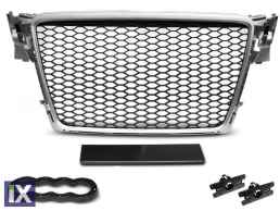 Μάσκα χωρίς σήμα για Audi  A4 B8 (2008-2011) - RS LOOK ασημένιο - ματ