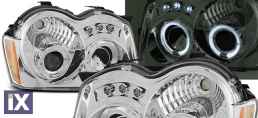Φανάρια εμπρός angel eyes για Jeep Grand Cherokee (2008-2010) , με λάμπες (Η1) - σετ 2τμχ.