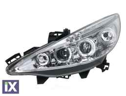 Φανάρια εμπρός led angel eyes για Peugeot 207 (2006-2009) , με λάμπες (Η1) - σετ 2τμχ.