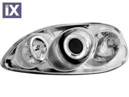 Φανάρια εμπρός angel eyes για Honda Civic (1996-1999) - chrome , με λάμπες (Η1) - σετ 2τμχ.