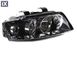 Φανάρια εμπρός για Audi A4 B6 (2001-2004) - μαύρα , με λάμπες (Η1) - σετ 2τμχ.