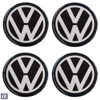 VW ΑΥΤΟΚΟΛΛΗΤΑ ΣΗΜΑΤΑ ΖΑΝΤΩΝ 5 cm ΜΑΥΡΟ/ΧΡΩΜΙΟ ΜΕ ΕΠΙΚΑΛΥΨΗ ΣΜΑΛΤΟΥ  - 4 ΤΕΜ.