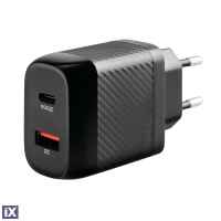 ΦΟΡΤΙΣΤΗΣ ΚΙΝΗΤΟΥ ΜΕ ΟΙΚΙΑΚΗ ΠΡΙΖΑ 100/230V ΚΑΙ  2 ΘΥΡΕΣ USB A+C 20W HOME POWER ULTRA FAST CHARGER