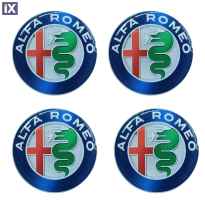 ALFA ROMEO ΑΥΤΟΚΟΛΛΗΤΑ ΣΗΜΑΤΑ ΖΑΝΤΩΝ 5 cm ΜΠΛΕ/ΧΡΩΜΙΟ ΜΕ ΕΠΙΚΑΛΥΨΗ ΣΜΑΛΤΟΥ  - 4 ΤΕΜ.