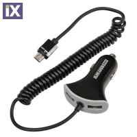 ΦΟΡΤΙΣΤΗΣ ΑΝΑΠΤΗΡΑ ΔΙΠΛΟΣ SLIM USB EVO ME ΚΑΛΩΔΙΟ 12/24V 2400mA