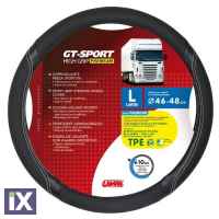 Κάλυμμα Τιμονιού Φορτηγού GT-SPORT Μαύρο με Ασημί Ραφή - 46/48 cm Large