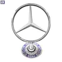 MERCEDES ΜΕΤΑΛΛΙΚΟ ΣΗΜΑ 3D ΜΕ ΒΑΣΗ ΓΙΑ ΚΑΠΩ 7,5 Χ 10,3 cm ΜΠΛΕ/ΧΡΩΜΙΟ (ΒΙΔΩΤΟ) - 1 ΤΕΜ.