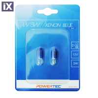W5W 12V 5W W2,1x9,5d (ΚΑΡΦΩΤΟ ΑΚΑΛΥΚΟ)  POWERTEC XENON BLUE 2ΤΕΜ.