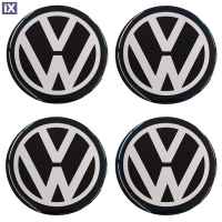 VW ΑΥΤΟΚΟΛΛΗΤΑ ΣΗΜΑΤΑ ΖΑΝΤΩΝ 6 cm ΜΑΥΡΟ/ΧΡΩΜΙΟ ΜΕ ΕΠΙΚΑΛΥΨΗ ΣΜΑΛΤΟΥ  - 4 ΤΕΜ.