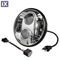 ΦΑΝΑΡΙ ΣΤΡΟΓΓΥΛΟ 7 ΙΝΤΣΩΝ ME 8LED CREE (XML-10W) 9-36V 6000-6500K CHROME