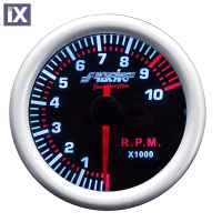 ΣΤΡΟΦΟΜΕΤΡΟ 0-10000rpm 52mm 2 INCH ΜΑΥΡΟ ΜΕ ΚΟΚΚΙΝΟ ΦΩΤΙΣΜΟ