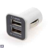 ΦΟΡΤΙΣΤΗΣ ΑΝΑΠΤΗΡΑ ΜΕ 2 ΘΥΡΕΣ USB 12/24V - 3.1A (ΛΕΥΚΟΣ) AMiO - 1 ΤΕΜ.