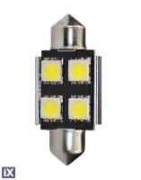 ΛΑΜΠΑΚΙΑ ΠΛΑΦΟΝΙΕΡΑΣ C5W 24V 0,24W SV8,5 36mm CAN-BUS 4xSMD5050 PREMIUM ΛΕΥΚΟ 1ΤΕΜ M-TECH