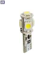 T10 W5W 12V W2,1x9,5d LED 5xSMD5050 ΛΕΥΚΟ (ΚΑΡΦΩΤΟ CAN-BUS) 1ΤΕΜ. M-TECH