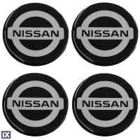 NISSAN ΑΥΤΟΚΟΛΛΗΤΑ ΣΗΜΑΤΑ ΖΑΝΤΩΝ 7,2 cm ΜΑΥΡΟ/ΧΡΩΜΙΟ ΜΕ ΕΠΙΚΑΛΥΨΗ ΣΜΑΛΤΟΥ  - 4 ΤΕΜ.