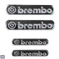 BREMBO ΑΥΤΟΚΟΛΛΗΤΑ 7,2 Χ 1,5 cm / 5,3 x 1 cm ΜΑΥΡΟ/ΧΡΩΜΙΟ ΜΕ ΕΠΙΚΑΛΥΨΗ ΕΠΟΞΕΙΔΙΚΗΣ ΡΥΤΙΝΗΣ (ΥΓΡΟ ΓΥΑΛΙ)  - 4 ΤΕΜ.