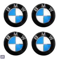 BMW ΑΥΤΟΚΟΛΛΗΤΑ ΣΗΜΑΤΑ ΖΑΝΤΩΝ 6,7 cm ΜΑΥΡΟ/ΓΑΛΑΖΙΟ/ΧΡΩΜΙΟ ΜΕ ΕΠΙΚΑΛΥΨΗ ΣΜΑΛΤΟΥ  - 4 ΤΕΜ.