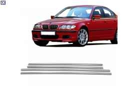 BMW ΣΕΙΡΑ 3 E46 SEDAN 1998>2005 - TRIM ΠΑΡΑΘΥΡΩΝ (ΑΝΟΞΕΙΔΩΤΟ ΑΤΣΑΛΙ / ΧΡΩΜΙΟ)  S-DIZAYN - 4 TEM.