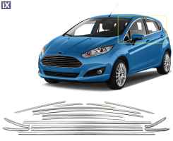 FORD FIESTA HB 5D 09+ TRIM ΠΑΡΑΘΥΡΩΝ  ΑΝΟΞΕΙΔΩΤΟ ΑΤΣΑΛΙ ΧΡΩΜΙΟ ​ S-DIZAYN - 16 TEM.