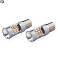 PY21W 12/24V 6.000k 0.54A - 6.48W 800lm LED 24xSMD3030 CAN-BUS ΠΟΡΤΟΚΑΛΙ 18x56mm  AMIO -2 ΤΕΜ.