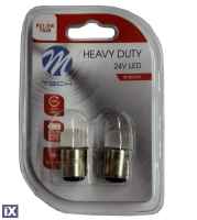 P21/5W 24V BAY15d 9xSMD3014 LED ΚΟΚΚΙΝΟ HEAVY-DUTY BLISTER M-TECH - 2 ΤΕΜ.