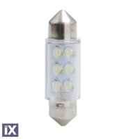 ΛΑΜΠΑΚΙΑ ΠΛΑΦΟΝΙΕΡΑΣ C5W/C10W 12V 0,37W SV8,5 36mm LED 6xFlux 3mm ΠΡΑΣΙΝΟ   M-TECH - 1 ΤΕΜ.