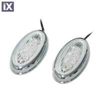 ΦΛΑΣ MOTO SIDE MARKET 12V LED 70x40mm ΧΡΩΜΙΟ - 2ΤΕΜ.