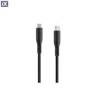 ΚΑΛΩΔΙΟ ΦΟΡΤΙΣΗΣ USB TYPE C >APPLE 8PIN 3000mA/60W (PD POWER DELIVERY) ΣΙΛΙΚΟΝΗΣ ΜΑΥΡΟ 20cm OPTILINE LAMPA - 1 TEM.