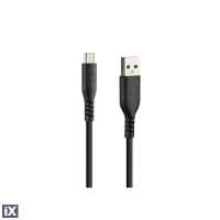 ΚΑΛΩΔΙΟ ΦΟΡΤΙΣΗΣ & ΜΕΤΑΦΟΡΑΣ ΔΕΔΟΜΕΝΩΝ USB A> TYPE C 3000mA/18W ΣΙΛΙΚΟΝΗΣ ΜΑΥΡΟ 20cm OPTILINE​ LAMPA - 1 TEM.