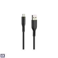 ΚΑΛΩΔΙΟ ΦΟΡΤΙΣΗΣ & ΜΕΤΑΦΟΡΑΣ ΔΕΔΟΜΕΝΩΝ USB A> TYPE C 3000mA/18W ΣΙΛΙΚΟΝΗΣ ΜΑΥΡΟ 150cm OPTILINE​ LAMPA - 1 TEM.