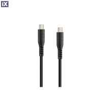 ΚΑΛΩΔΙΟ ΦΟΡΤΙΣΗΣ USB TYPE C > TYPE C 3000mA/60W (PD POWER DELIVERY) ΣΙΛΙΚΟΝΗΣ ΜΑΥΡΟ 20cm OPTILINE​​ LAMPA - 1 TEM.