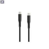 ΚΑΛΩΔΙΟ ΦΟΡΤΙΣΗΣ USB TYPE C > TYPE C 3000mA/60W (PD POWER DELIVERY) ΣΙΛΙΚΟΝΗΣ ΜΑΥΡΟ 60cm OPTILINE​​ LAMPA - 1 TEM.