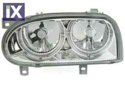 Φανάρια εμπρός angel eyes για Vw Golf 3 R32 design - chrome , με λάμπες (Η1) - σετ 2τμχ.