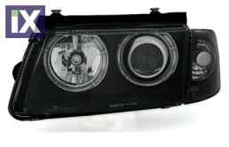 Φανάρια εμπρός angel eyes για Vw Passat 3Β/B5 (1997-2000) - μαύρα , χωρίς λάμπες (Η7) - σετ 2τμχ.