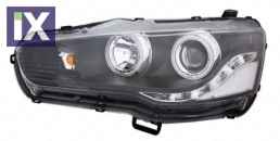 Φανάρια εμπρός led angel eyes για Mitsubishi Lancer (2008-2013) - μαύρα , με λάμπες (Η1) - σετ 2τμχ.
