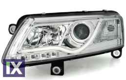 Φανάρια εμπρός led lightbar για Audi A6 C4 (2004-2008) - chrome , χωρίς λάμπες (Η7) - σετ 2τμχ.