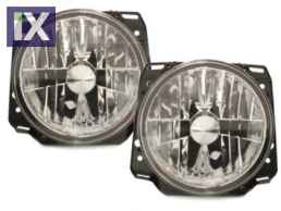 Φανάρια εμπρός για Vw Golf II (1983-1993) - chrome , με λάμπες (Η1) - σετ 2τμχ.