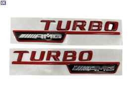 Μεταλλικά αυτοκόλλητα μαύρο/κόκκινο - TURBO AMG